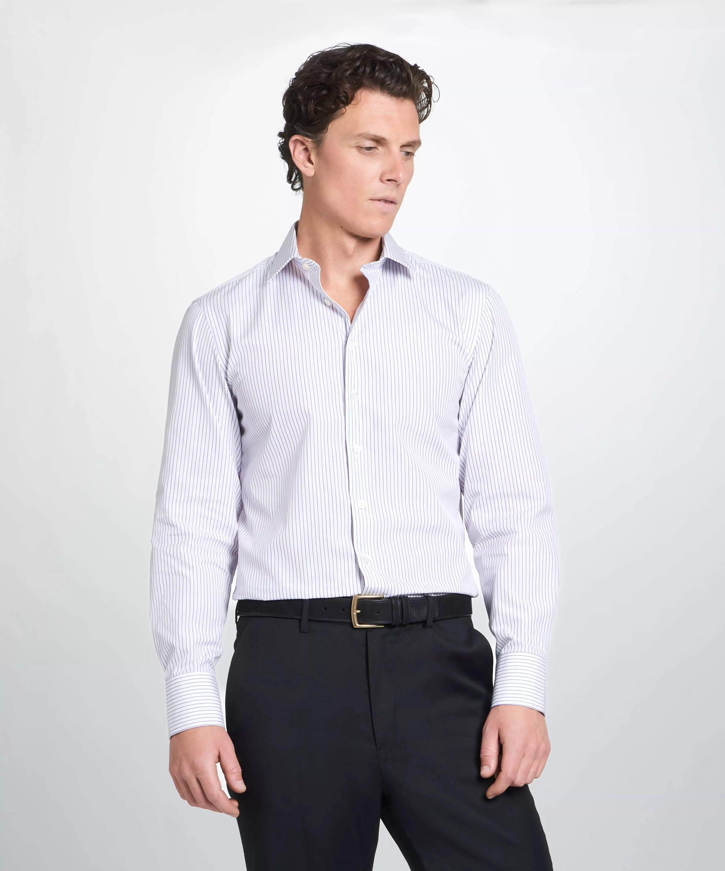 Black Unfinished Tailored Fit Plain Merino Wool Flat Front Pants