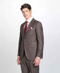 Brown & Neutral Tailored Fit Pow Check Jacket