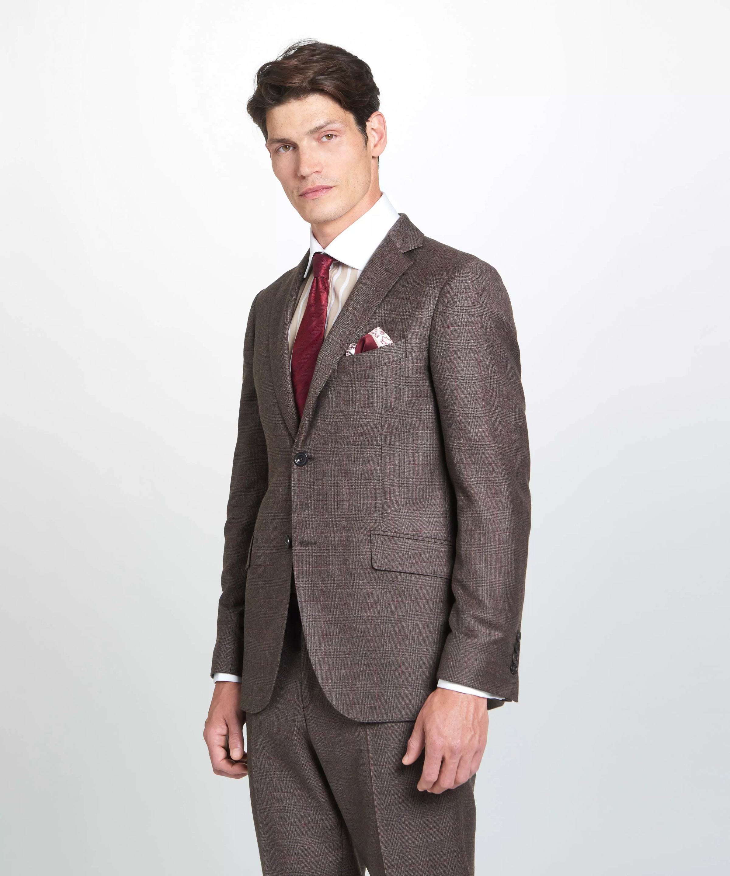Brown & Neutral Tailored Fit Pow Check Jacket