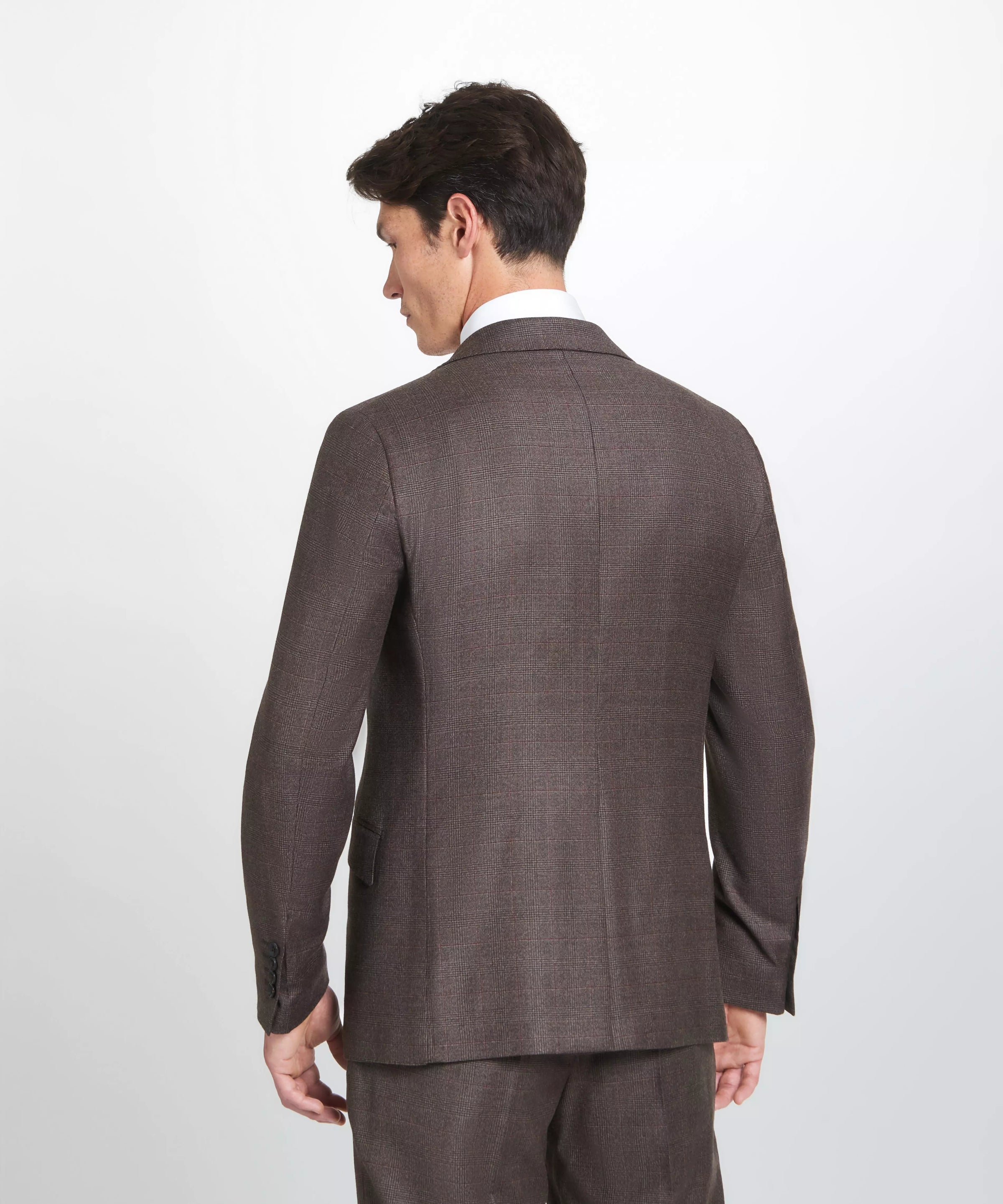 Brown & Neutral Tailored Fit Pow Check Jacket