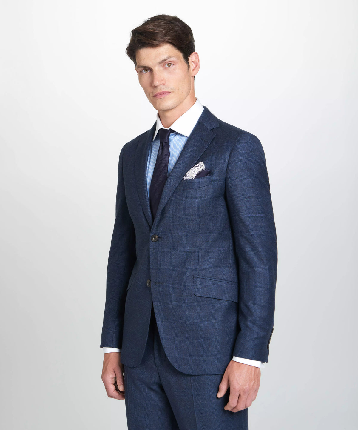Navy & Neutral Tailored Fit Pow Check Jacket