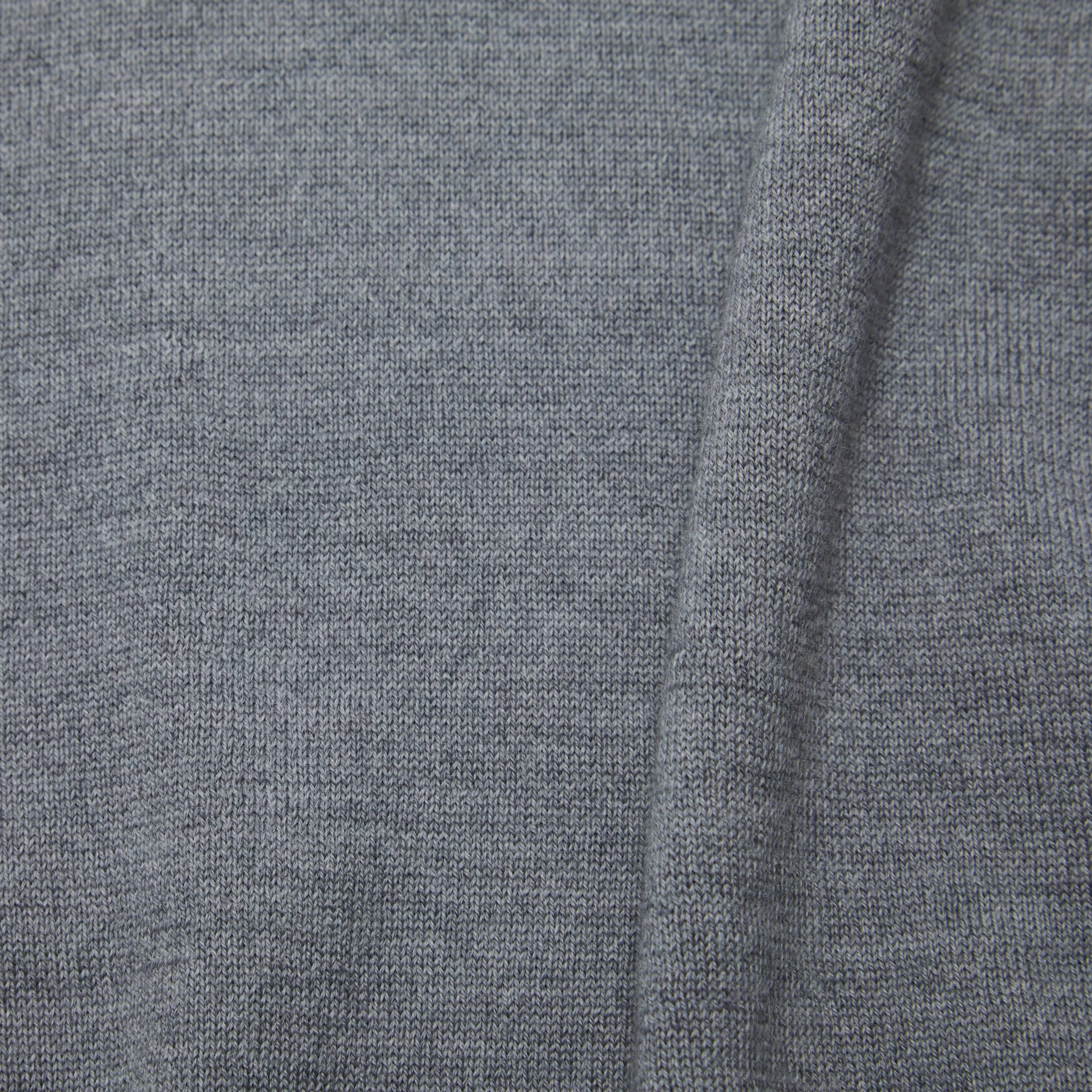 Pale Grey Merino Wool V-Neck Sweater