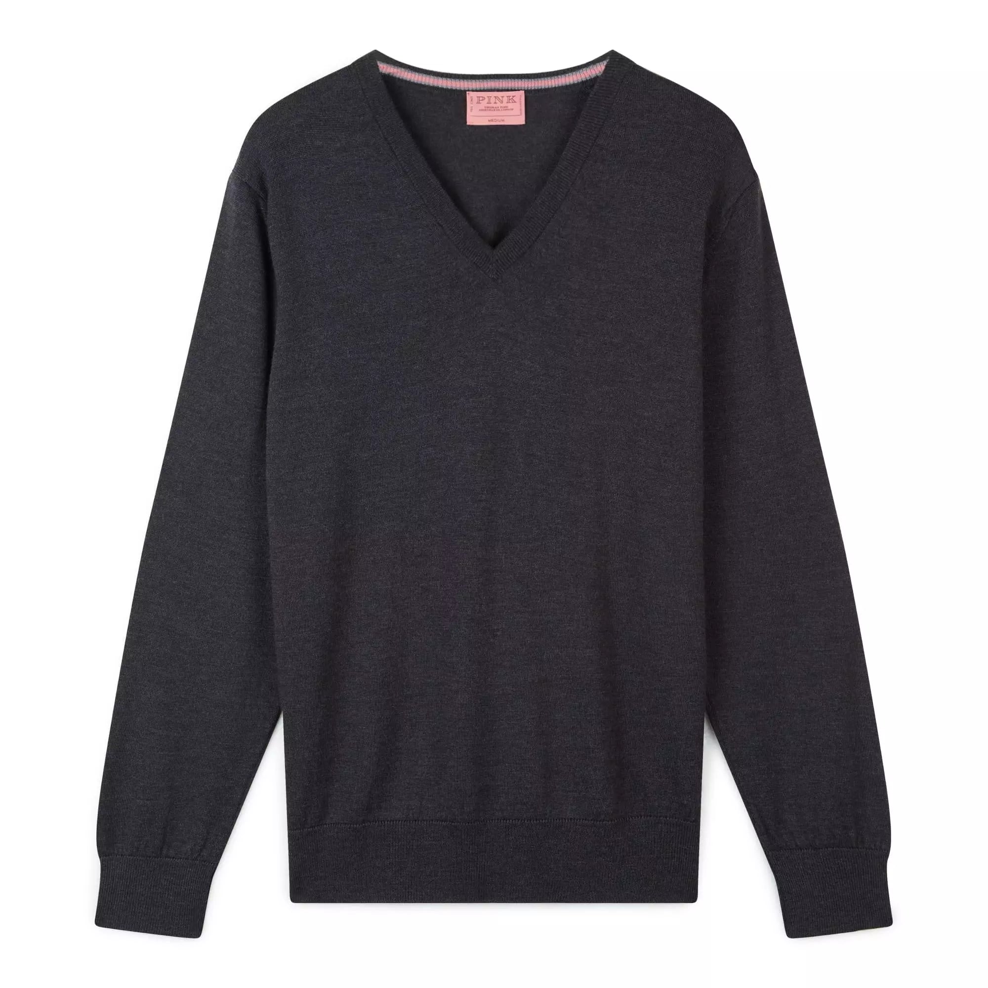 Grey Merino Wool V-Neck Sweater – Thomas Pink - Main Image