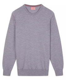 Pale Grey Merino Wool Crew Neck Sweater