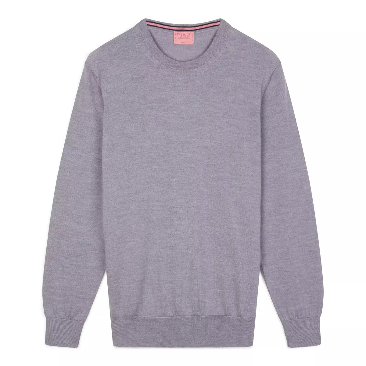 Pale Grey Merino Wool Crew Neck Sweater