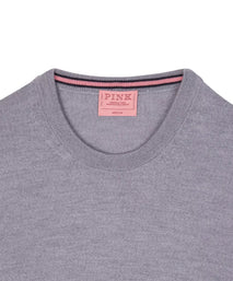 Pale Grey Merino Wool Crew Neck Sweater