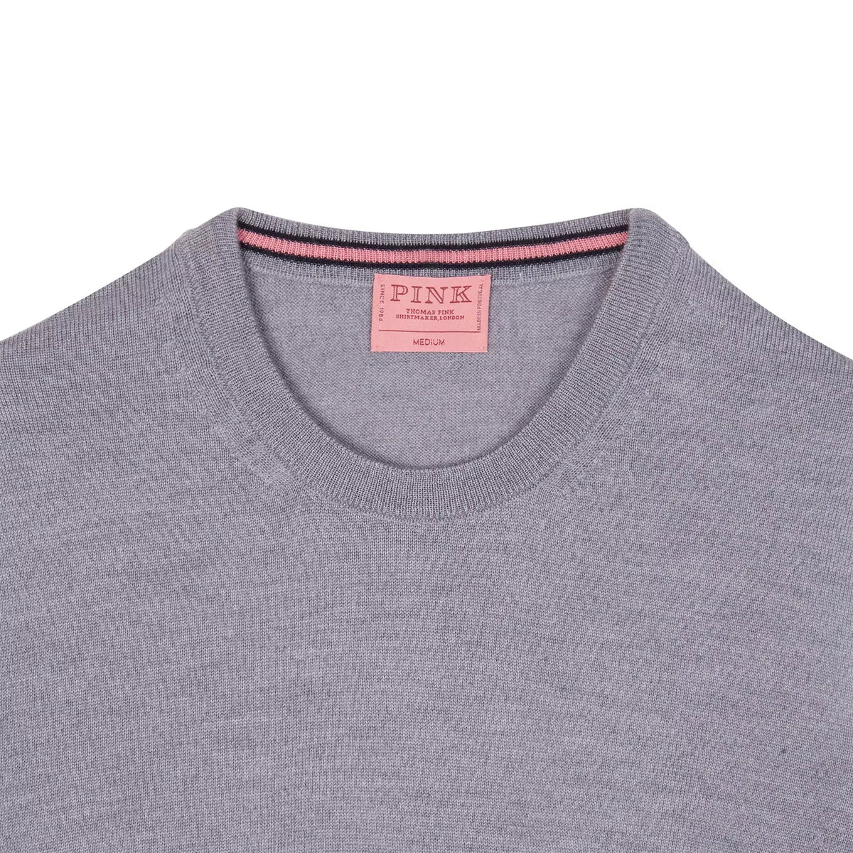 Pale Grey Merino Wool Crew Neck Sweater