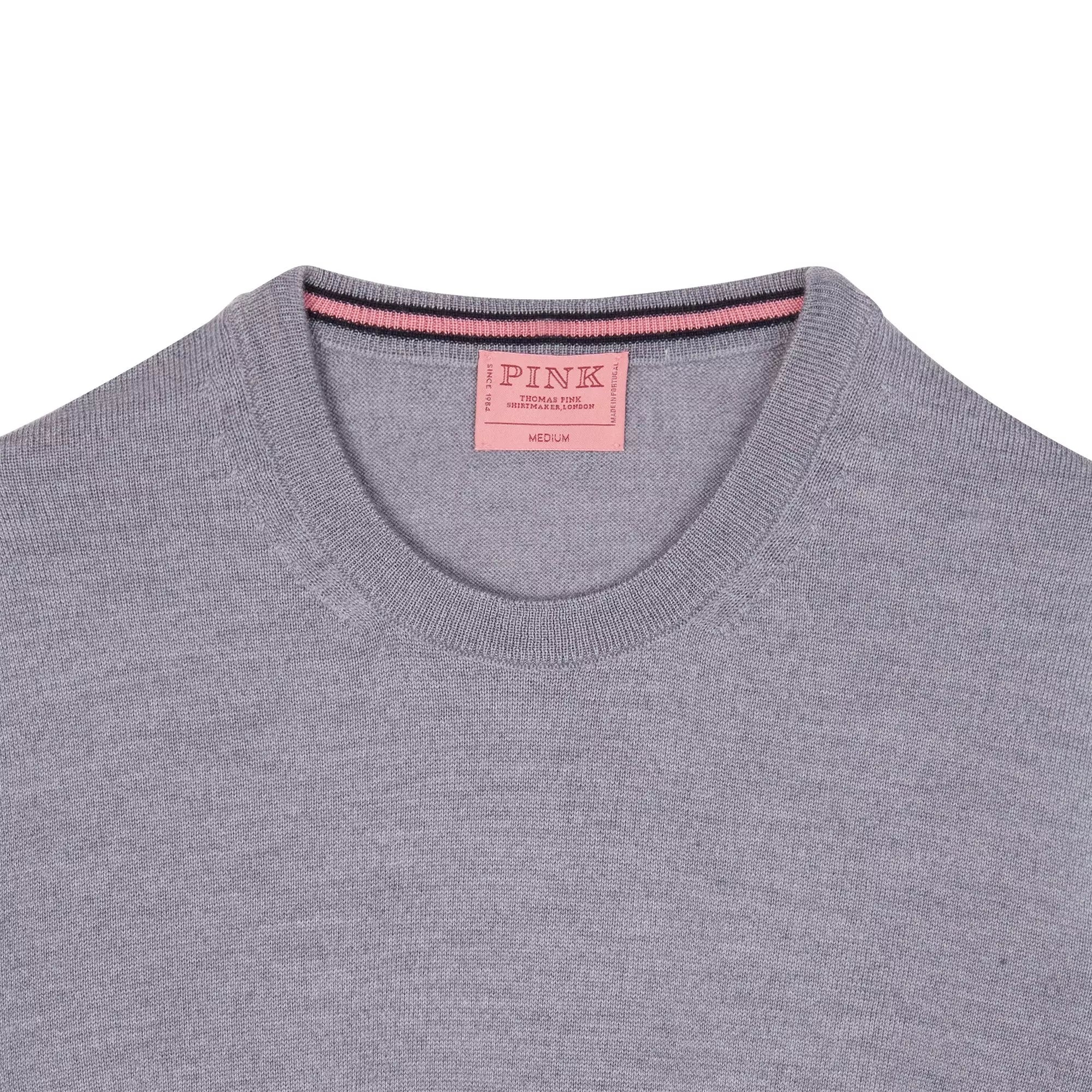 Pale Grey Merino Wool Crew Neck Sweater