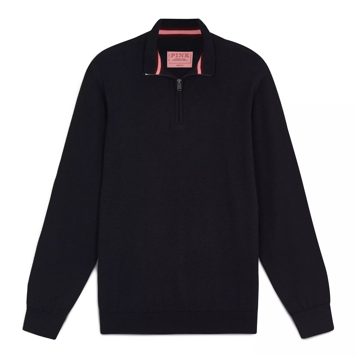 Navy Blue Merino Wool Zip Neck Sweater – Thomas Pink