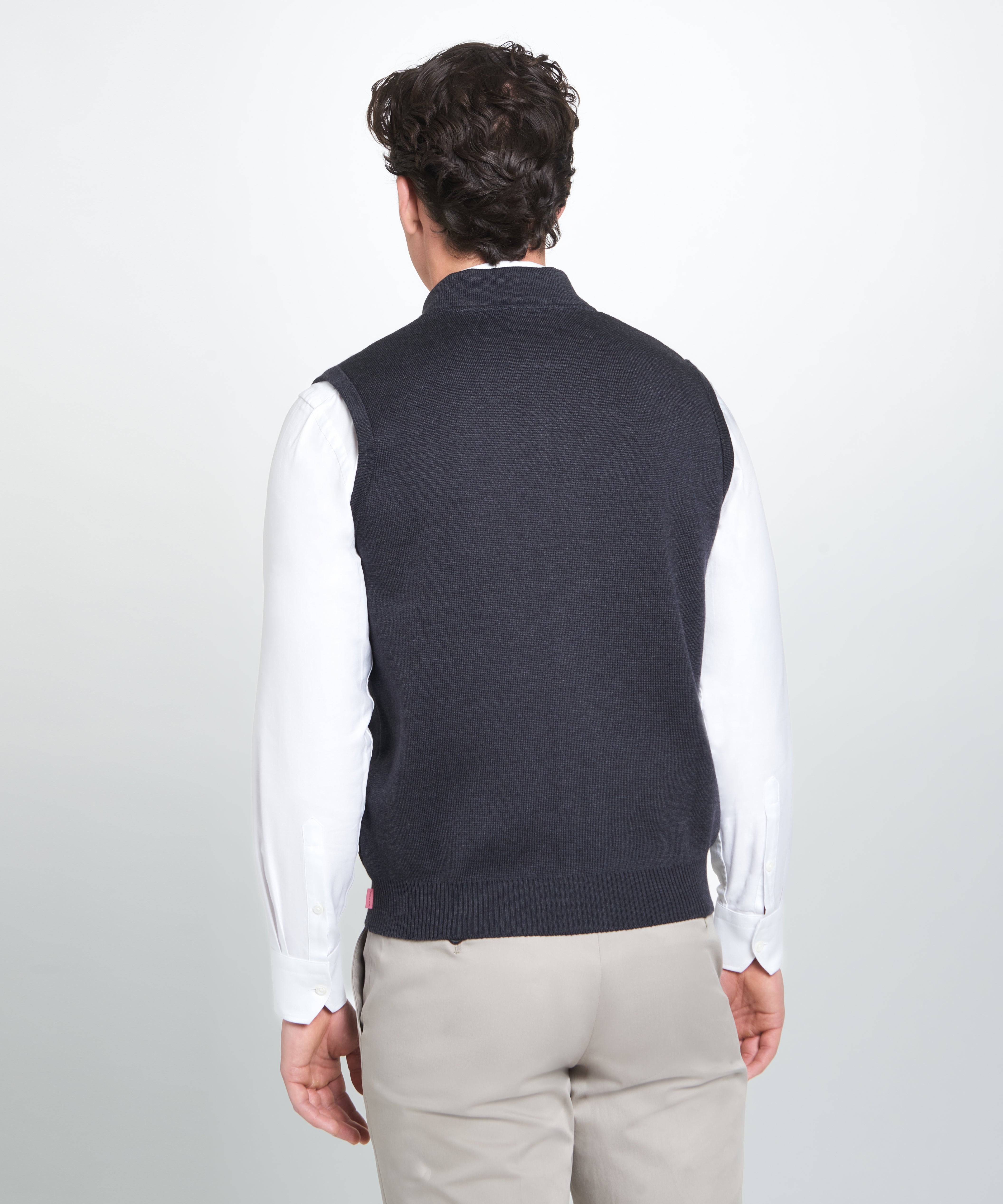 Grey Knitted Merino Wool Zipper Vest – Thomas Pink