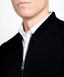 Black Knitted Merino Wool Zipper Vest