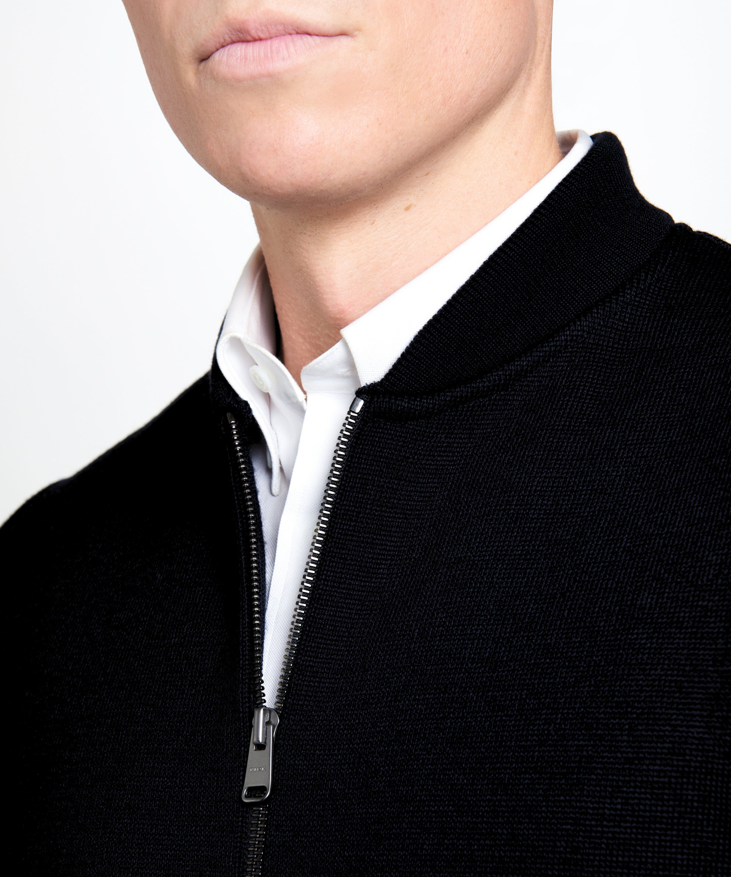 Black Knitted Merino Wool Zipper Vest