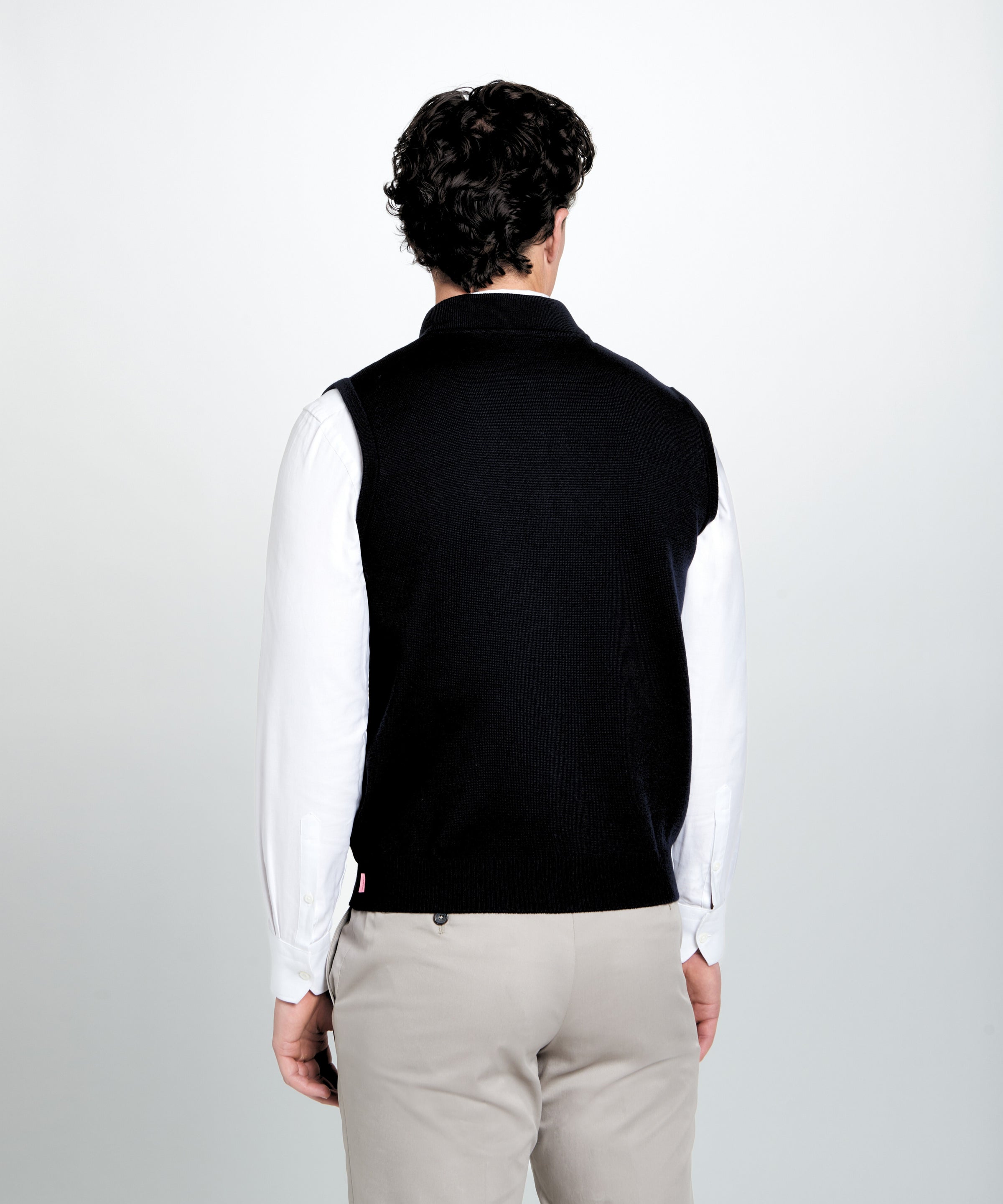 Black Knitted Merino Wool Zipper Vest