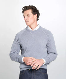 Grey Knitted Crew Neck Sweatshirt