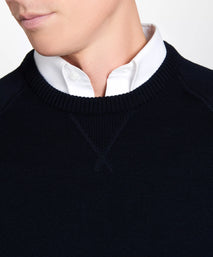 Navy Blue Knitted Crew Neck Sweatshirt