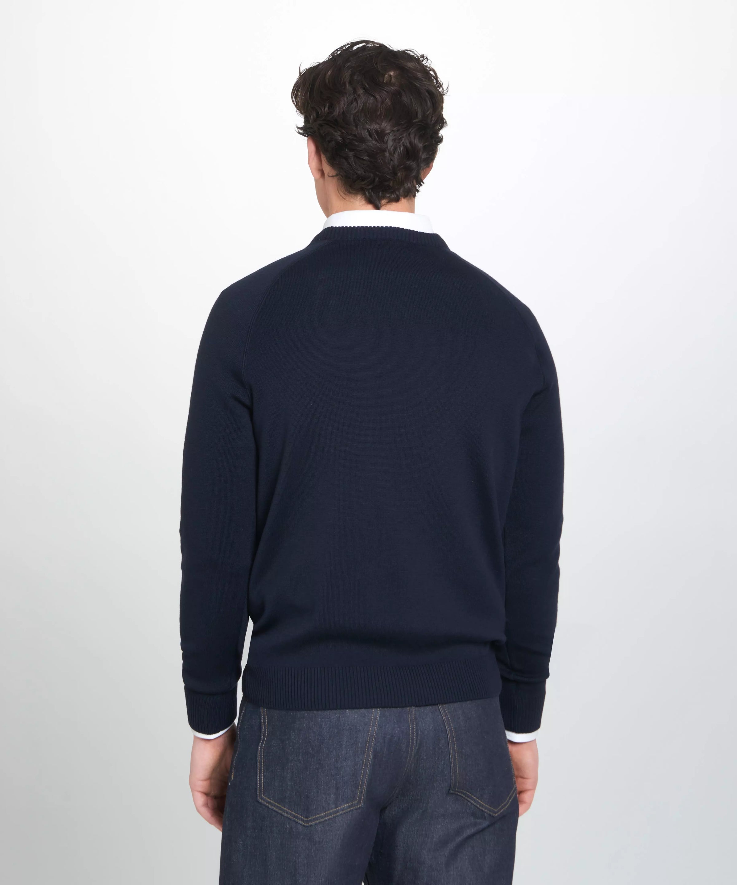 Navy Blue Knitted Crew Neck Sweatshirt