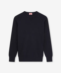Navy Blue Knitted Crew Neck Sweatshirt