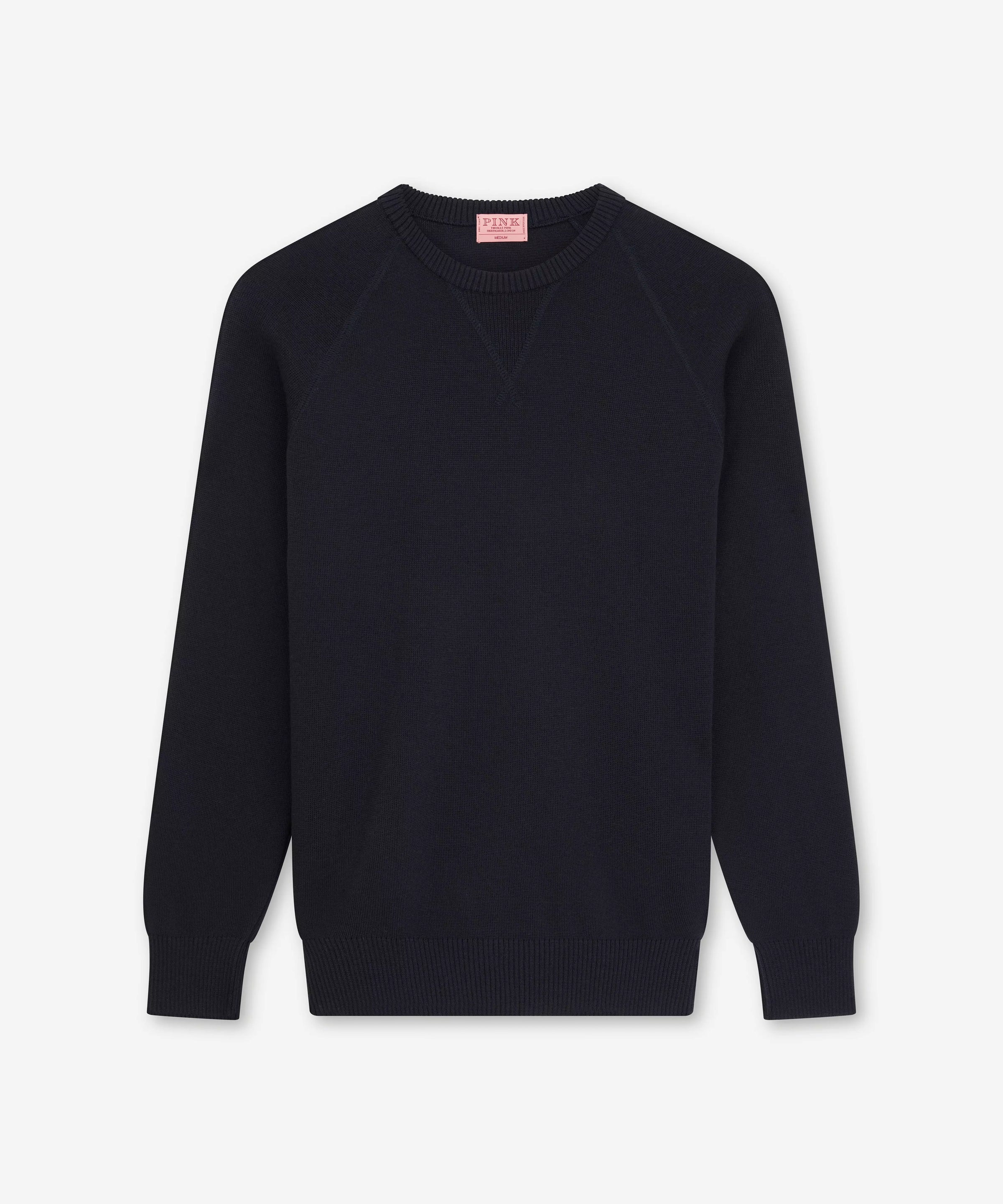 Navy Blue Knitted Crew Neck Sweatshirt
