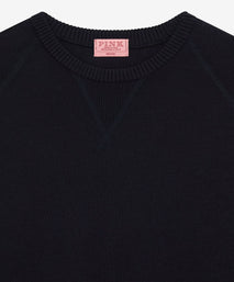 Navy Blue Knitted Crew Neck Sweatshirt