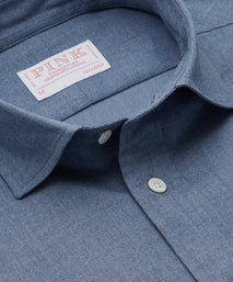 Blue Tailored Fit Smart Casual Brushed Twill Shirt