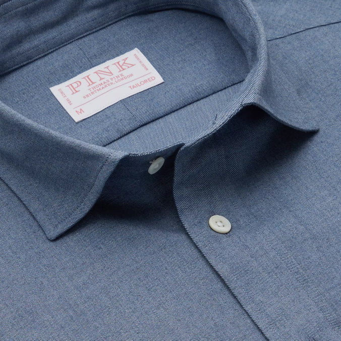 Blue Tailored Fit Smart Casual Brushed Twill Shirt