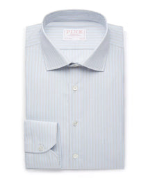 Blue & Brown Slim Fit Alumo Fine Stripe Formal Shirt