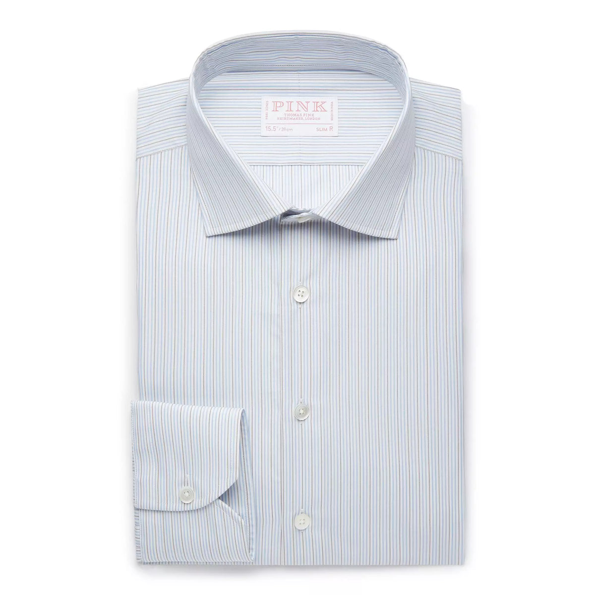 Blue & Brown Slim Fit Alumo Fine Stripe Formal Shirt