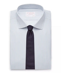 Blue & Brown Slim Fit Alumo Fine Stripe Formal Shirt
