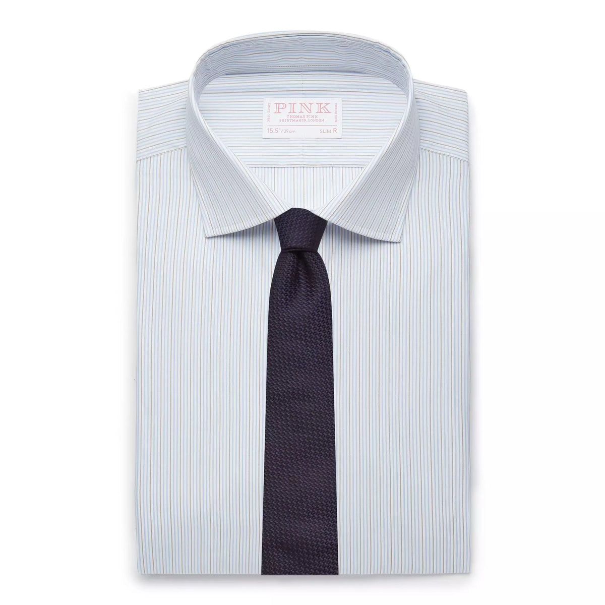 Blue & Brown Slim Fit Alumo Fine Stripe Formal Shirt