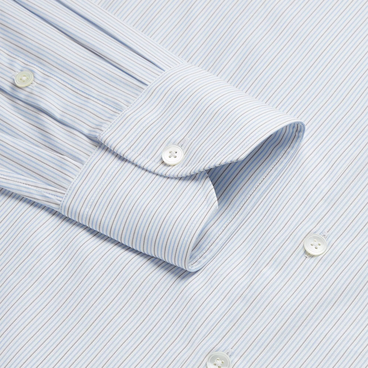 Blue & Brown Slim Fit Alumo Fine Stripe Formal Shirt