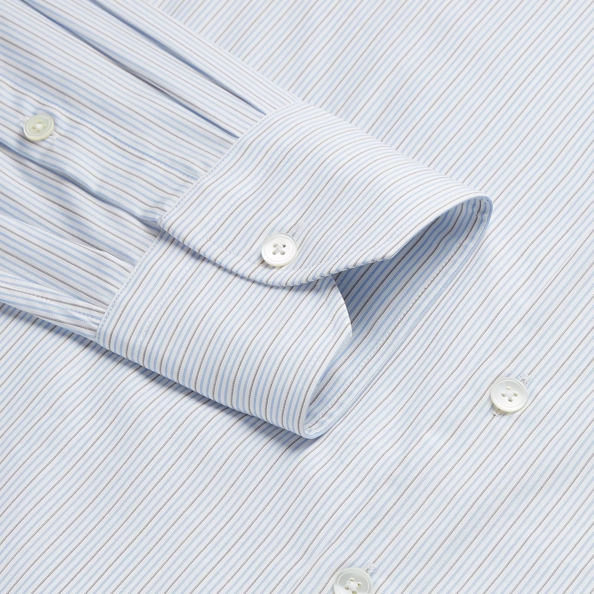 Blue & Brown Slim Fit Alumo Fine Stripe Formal Shirt