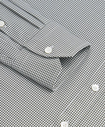 Deep Green & White Tailored Fit Twill Micro Gingham Formal Shirt