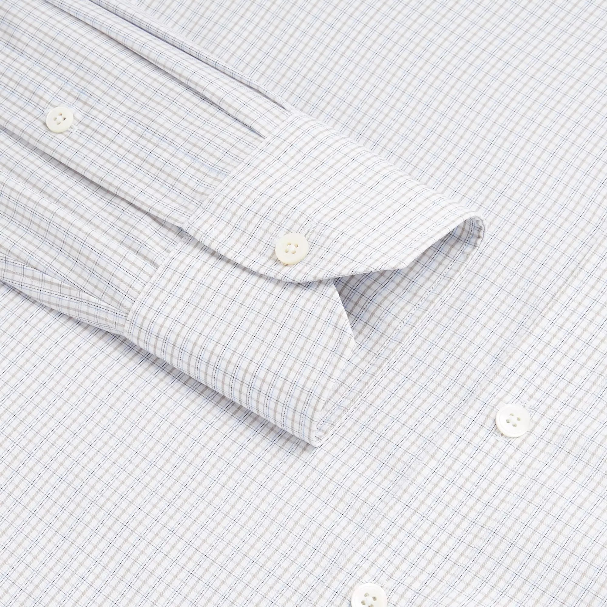 Beige & White Classic Fit Shadow Casual Check Formal Shirt