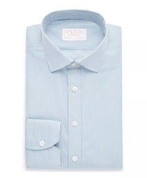 Seas Blue & White Classic Fit Supraluxe Fine Bengal Formal Shirt