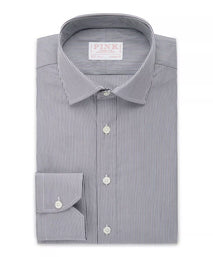 Navy & White Classic Fit Supraluxe Fine Bengal Formal Shirt
