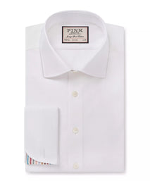 White Slim Fit Plain Formal Shirt with Stripe