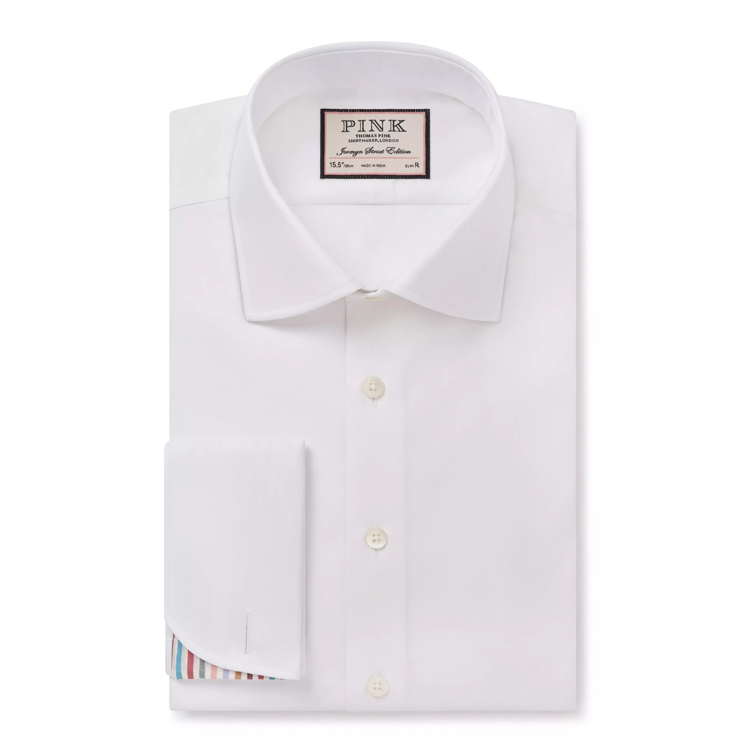 White Slim Fit Plain Dress Shirt with Stripe – Thomas Pink