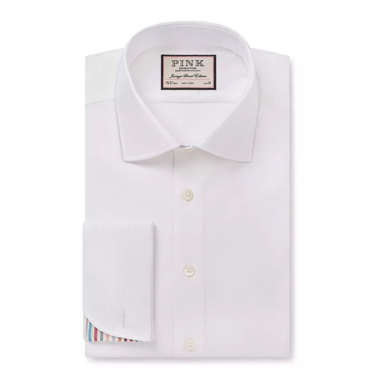 White Slim Fit Plain Formal Shirt with Stripe