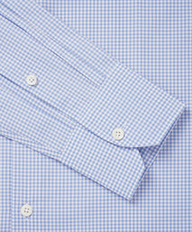 Blue & White Slim Fit Mini Check Formal Shirt