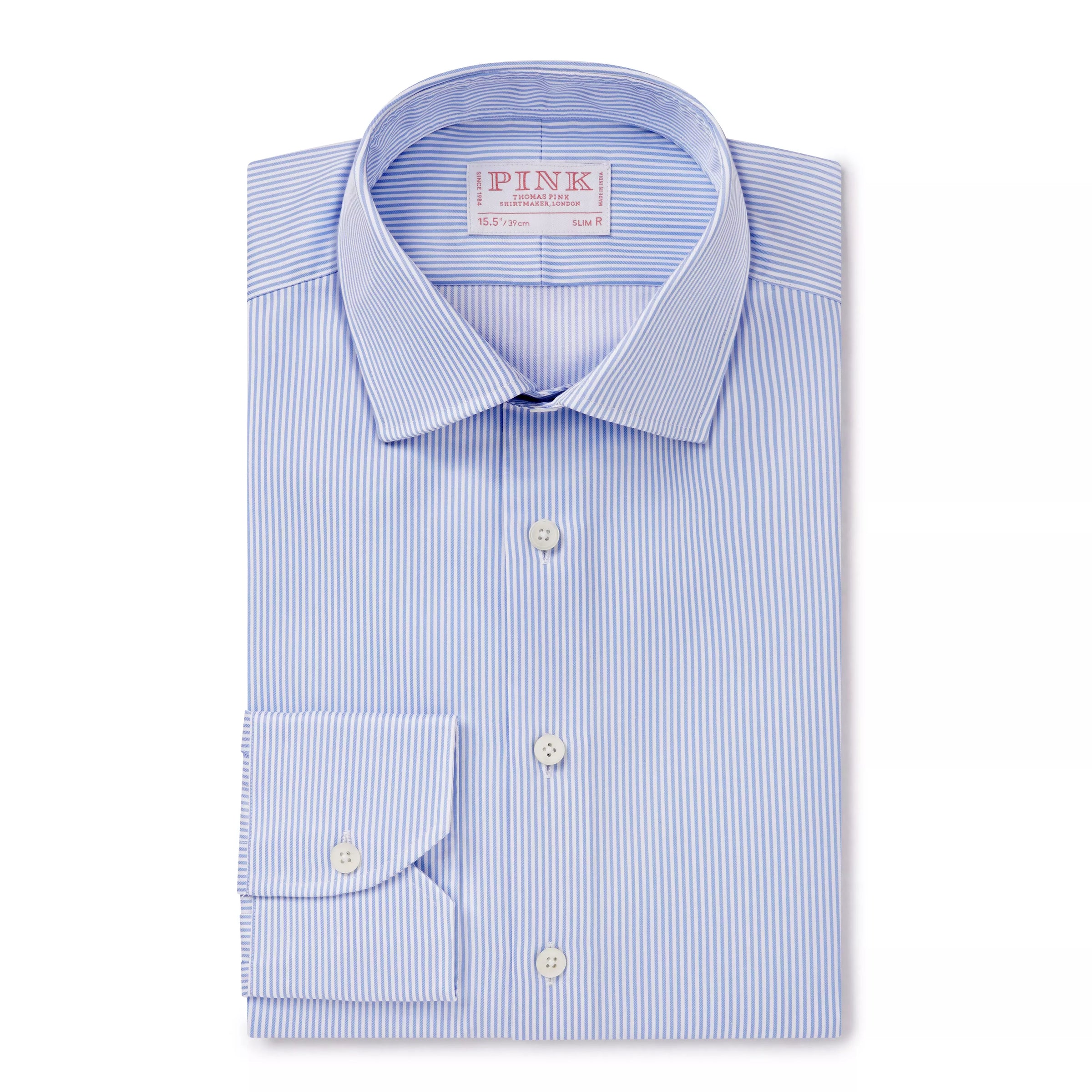 Pale Blue & White Slim Fit Journey Twill Stripe Dress Shirt