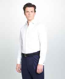 White Tailored Fit Plain Formal Shirt with Stripe