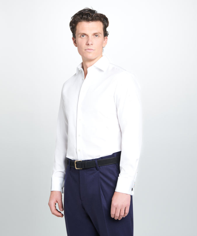White Tailored Fit Plain Formal Shirt with Stripe