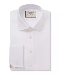 White Tailored Fit Plain Formal Shirt with Stripe