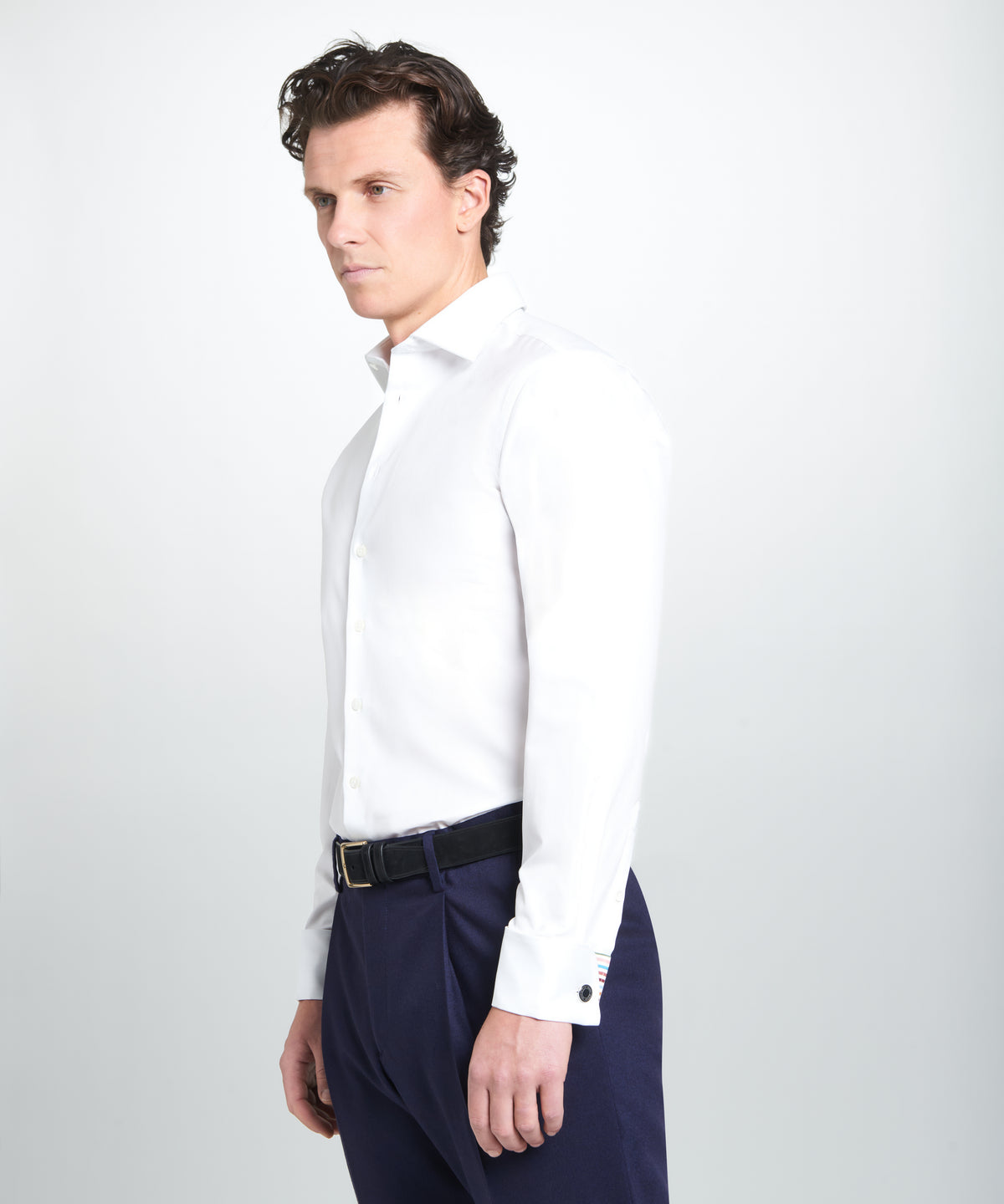 White Tailored Fit Plain Formal Shirt with Stripe