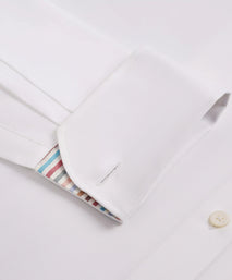 White Tailored Fit Plain Formal Shirt with Stripe