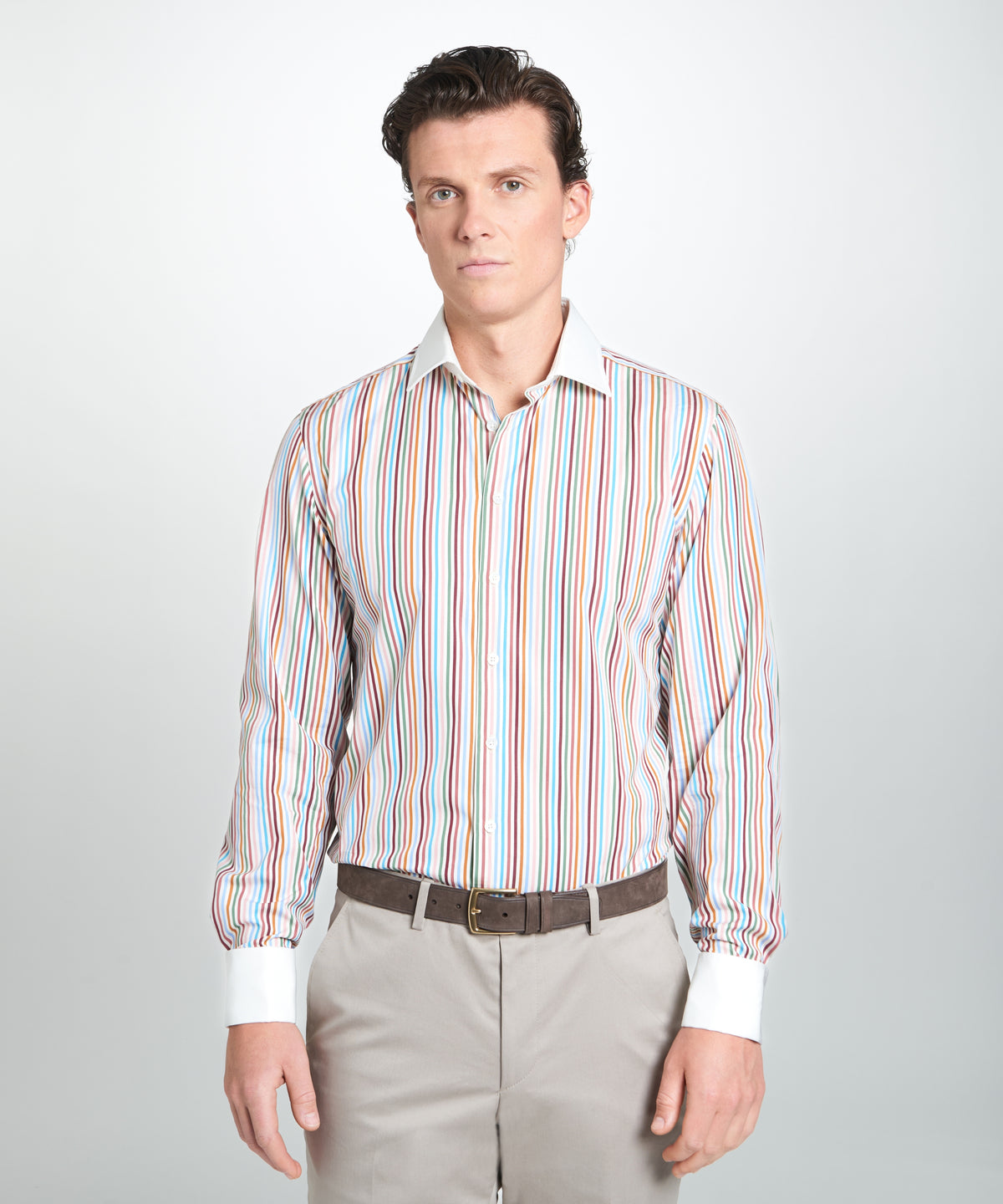 Multicolour Tailored Fit Multi Bengal Stripe Formal Shirt