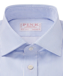 Pale Blue & White Tailored Fit Journey Twill Stripe Dress Shirt