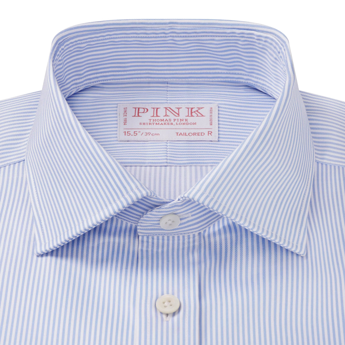 Pale Blue & White Tailored Fit Journey Twill Stripe Dress Shirt