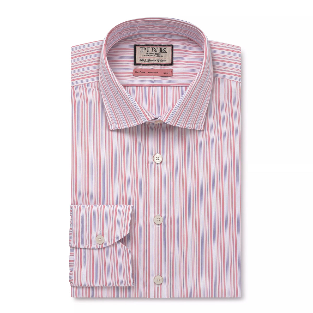 Pink & Blue Classic Fit Supraluxe Multi Stripe Formal Shirt