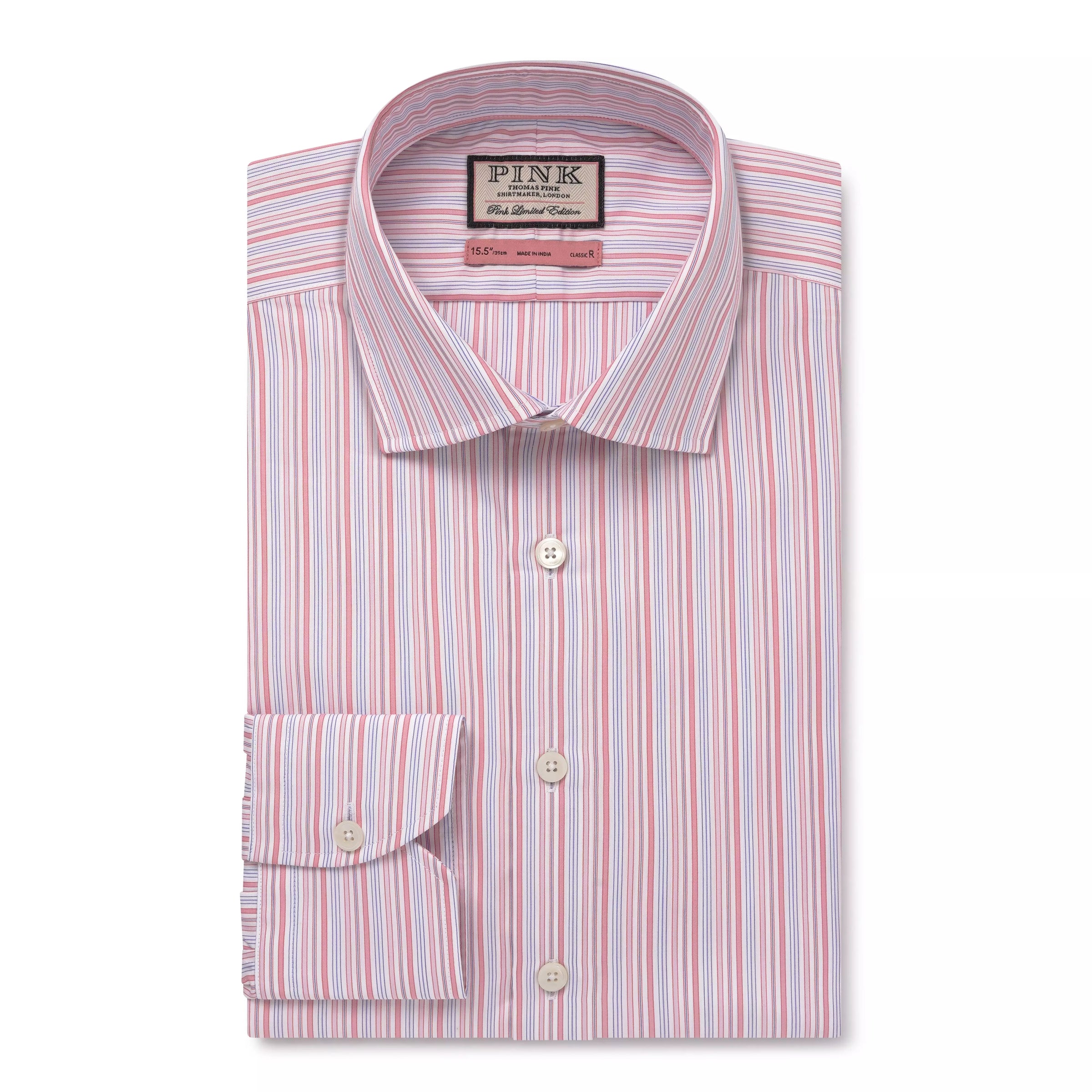 Pink & Blue Classic Fit Supraluxe Multi Stripe Formal Shirt